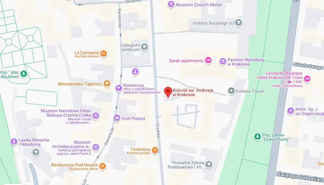 Kościół Św. Andrzeja Kraków Mapa
